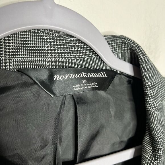 Norma Kamali Blazer Womens 18 Houndstooth Single Button Jacket Lined‎ Career - Picture 11 of 16